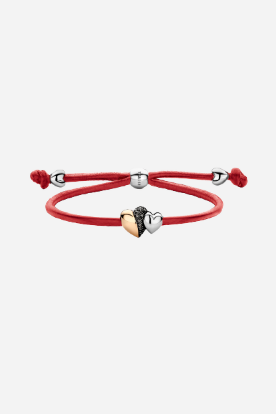 Pulseira de couro com dois corações