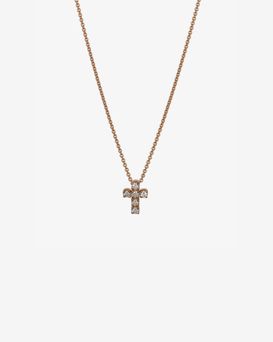 Colar em cruz com diamantes