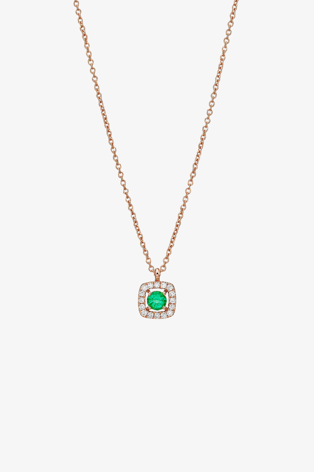 Colar em ouro rosa com esmeralda e diamantes