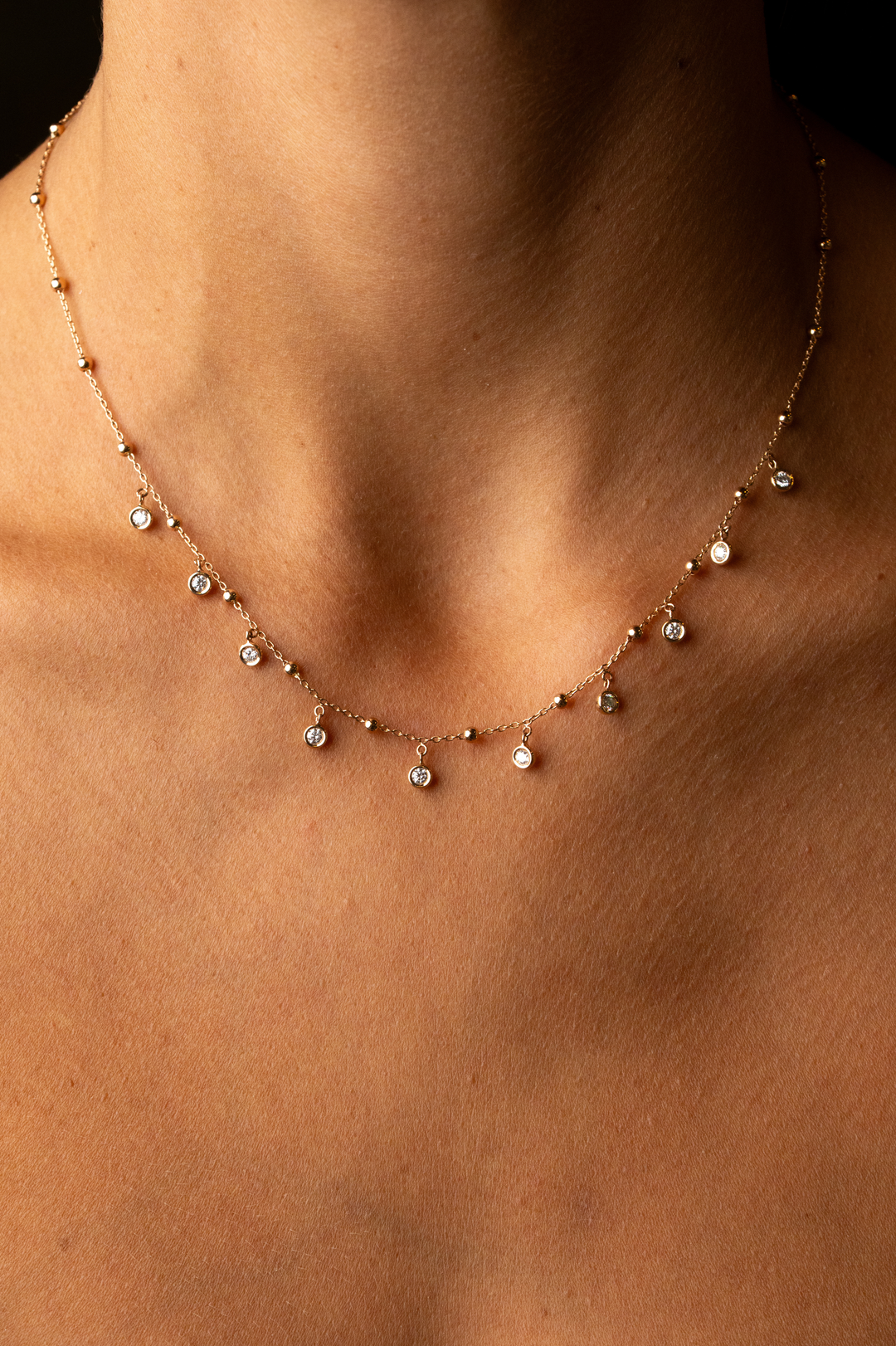 Pink Gold Pendants Necklace with Diamonds