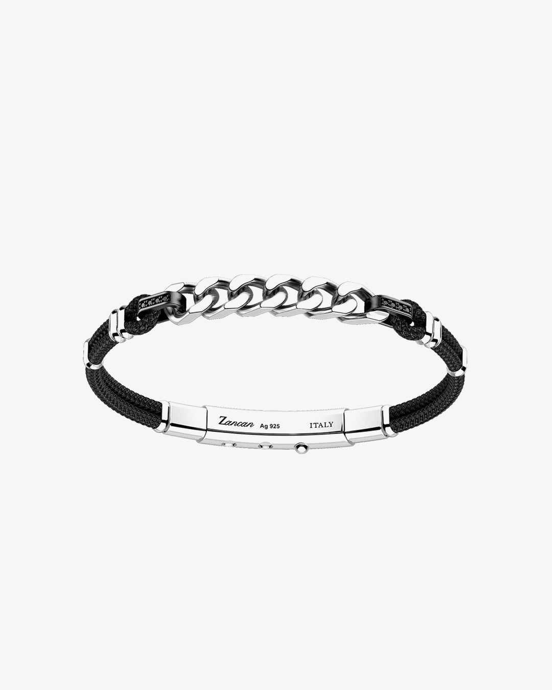 Pulseira em prata com cristal preto VIII