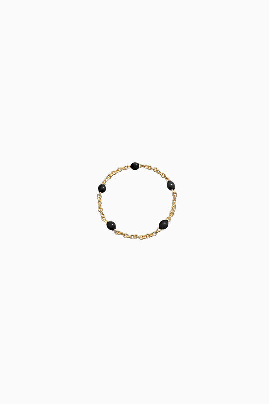 Gold Chain Ring with Black Dots