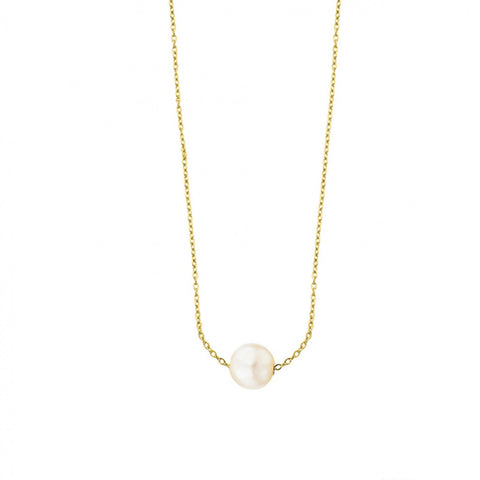 Gold Necklace with Tiny Pearl