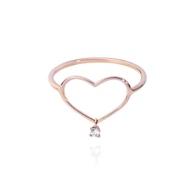 Gold Heart Ring with Diamond