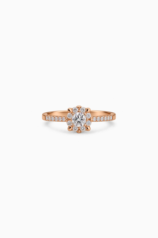 Pink Gold Engagement Ring with Diamonds