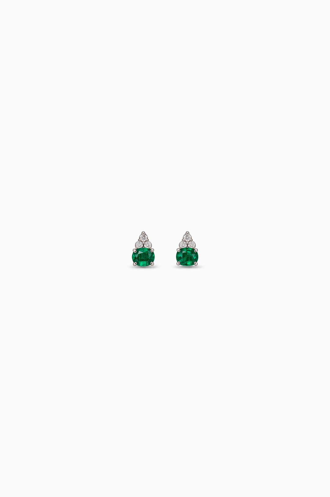 White Gold Earrings with Diamonds and Emerald
