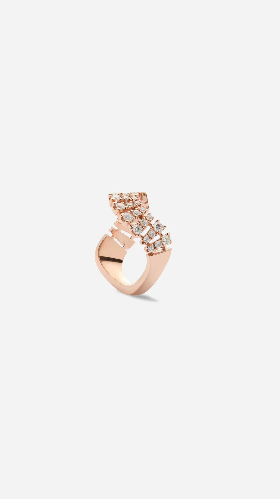 Pink Gold Smoky Club Ring with Diamonds