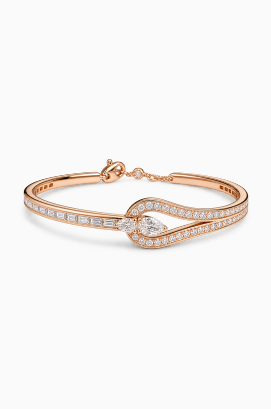 Pulseira em ouro rosa com diamantes
