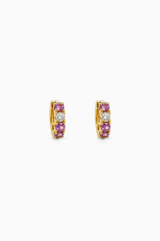 Pink Gold Loops with Diamond and Pink Sapphires