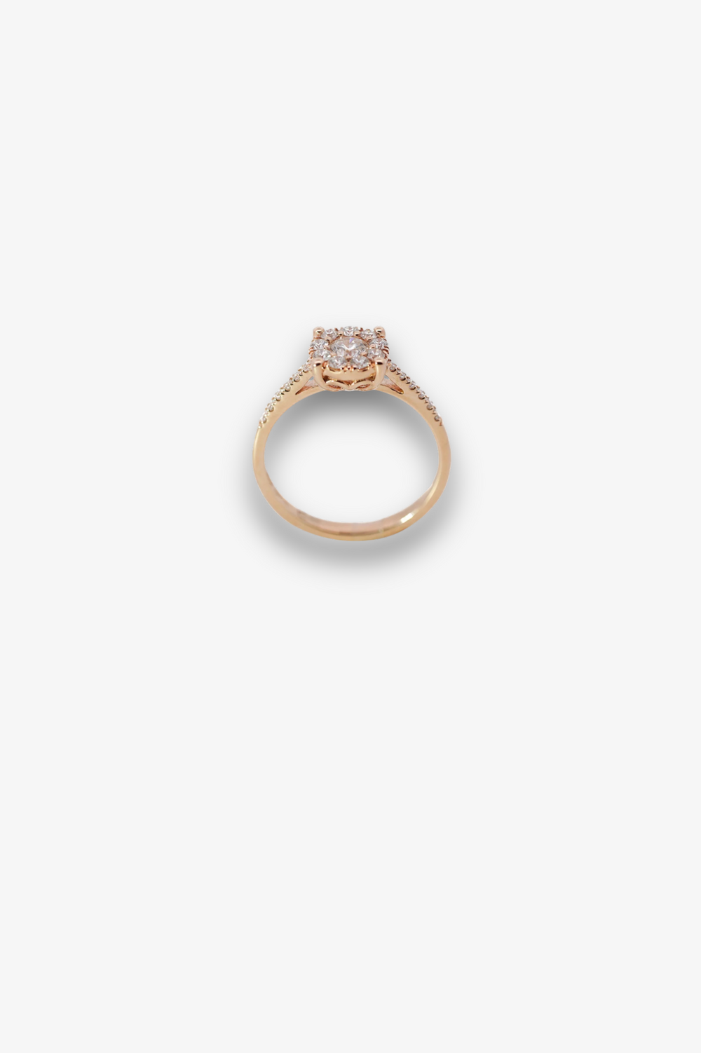 Anel de noivado em ouro rosa com diamantes