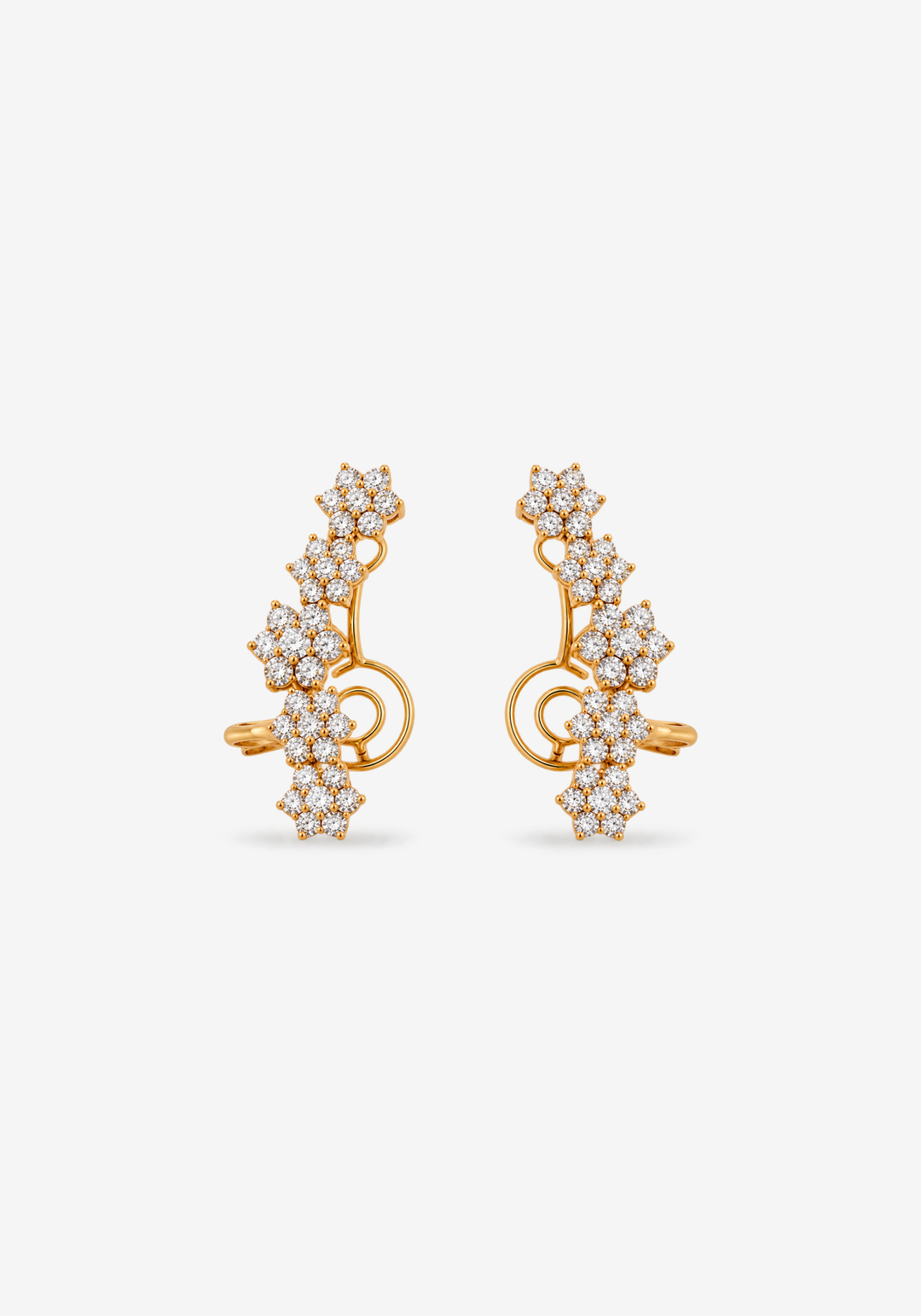 Brincos de Flores em Ouro Rosa com Diamantes