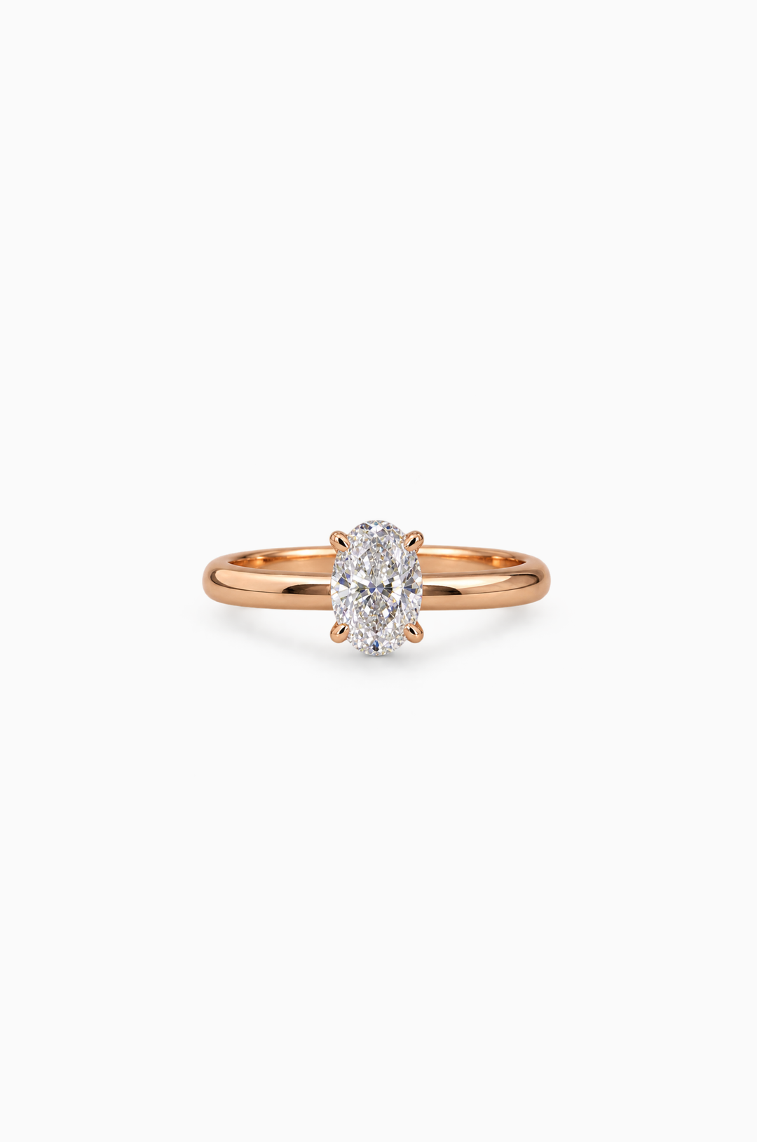 Anel de Noivado em Ouro Rosa com Diamante Oval