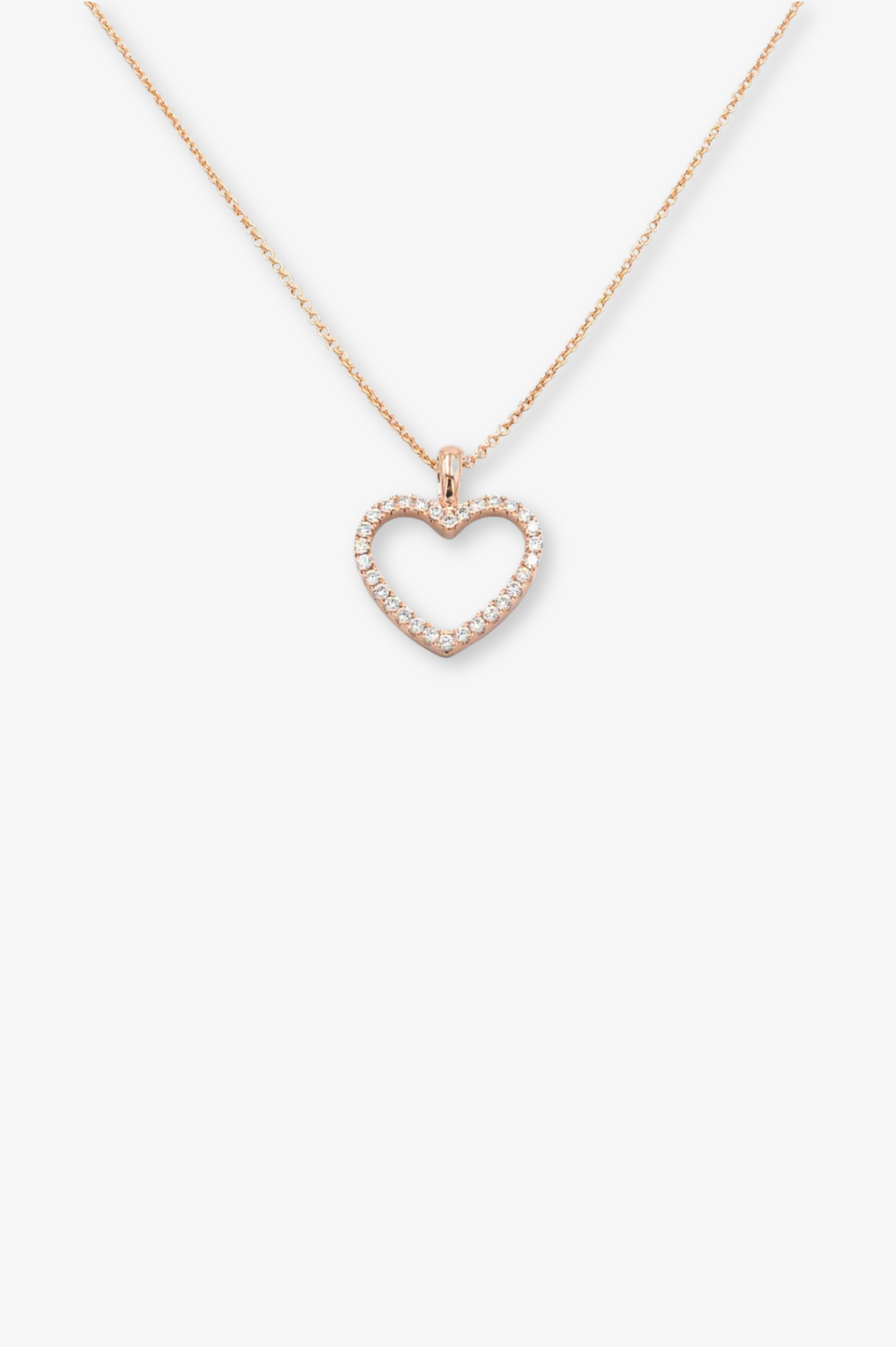 Tiny Heart Pink Gold Necklace with Diamonds