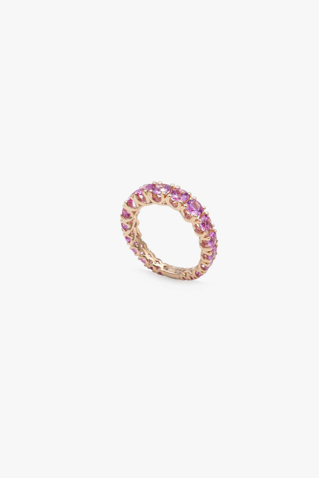 Anel de ouro rosa com safiras rosa