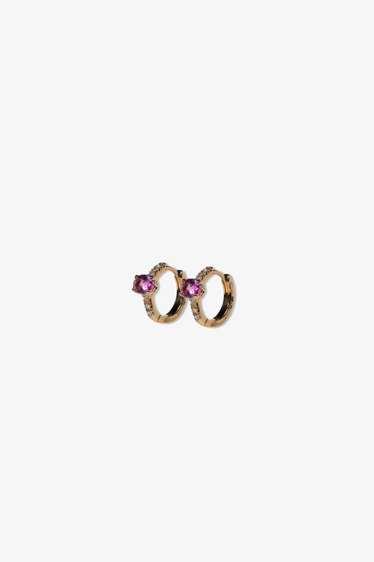 Brinco oval com safiras rosa