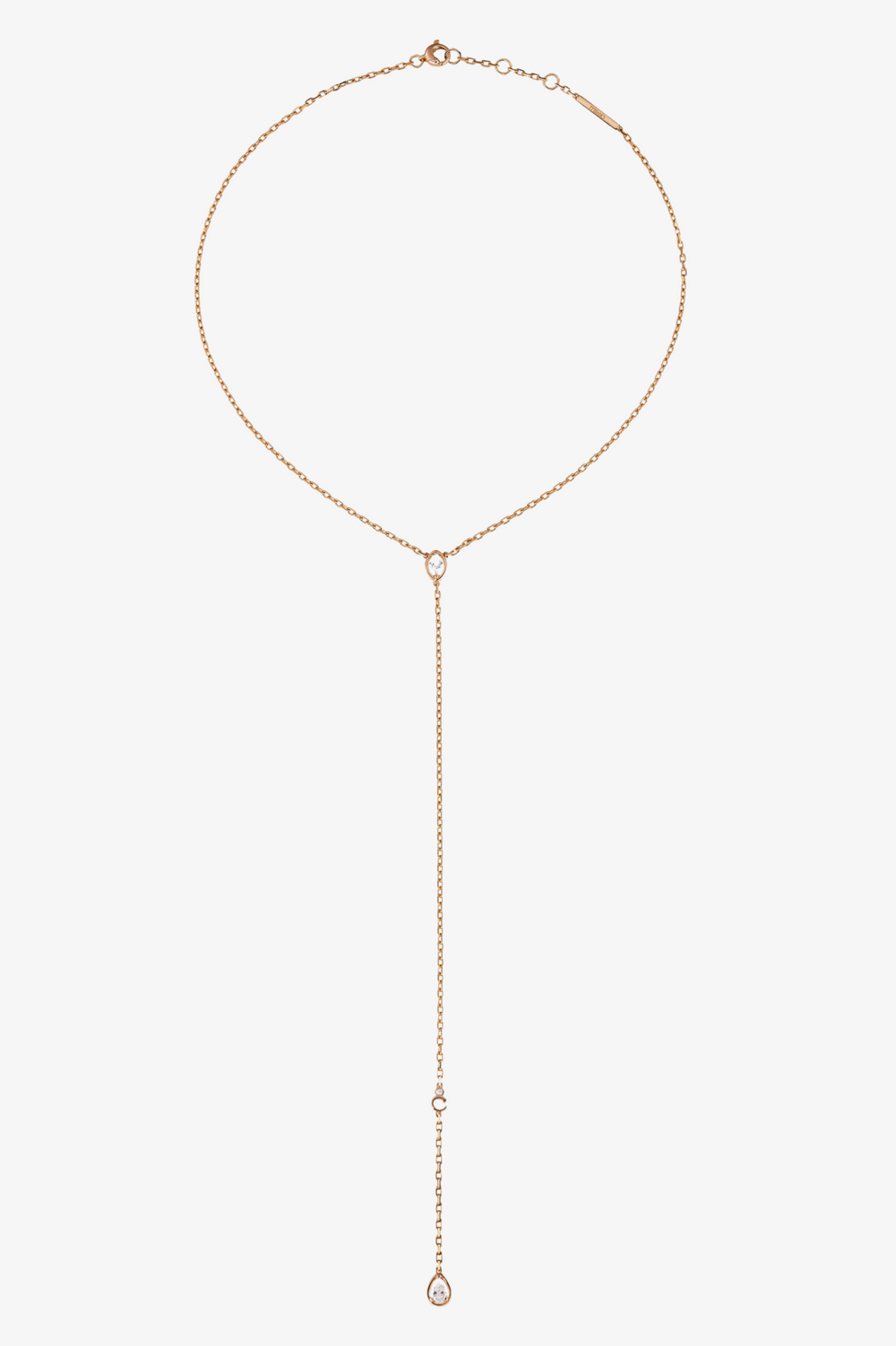 Colar comprido em ouro rosa com diamantes