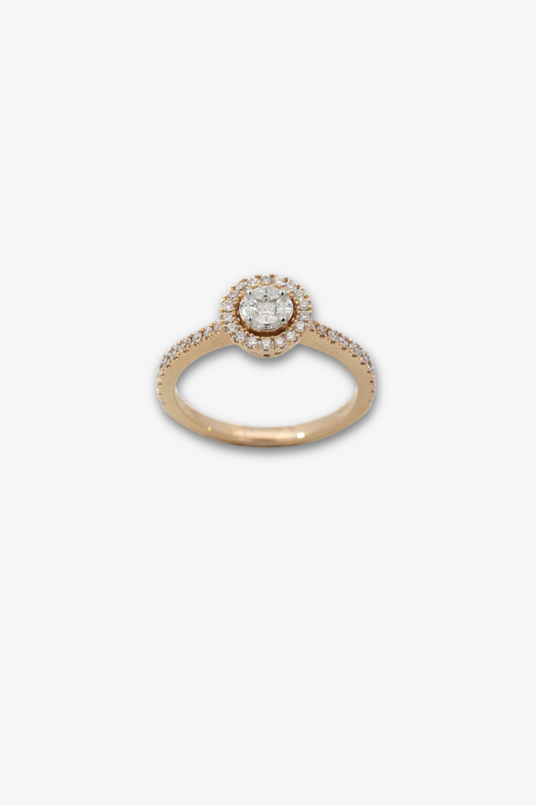 Anel em ouro rosa com cinco diamantes