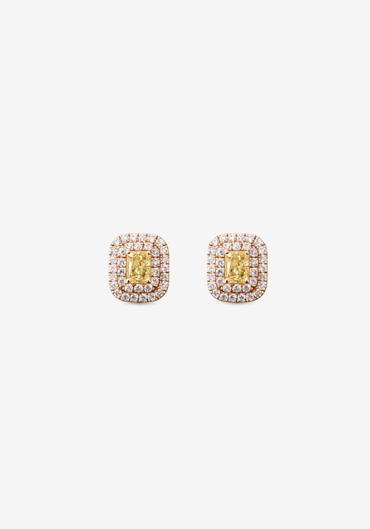 Pink Gold Earrings with Diamonds and Lemon Diamond