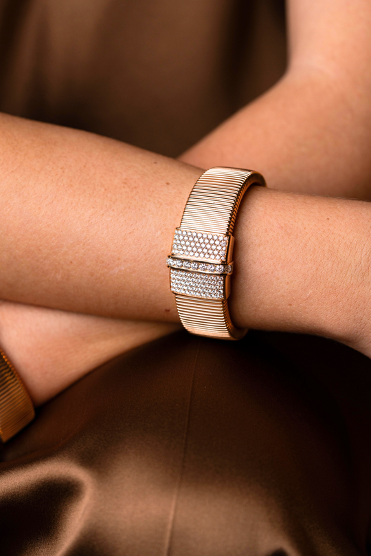 Pulseira em ouro rosa com diamantes