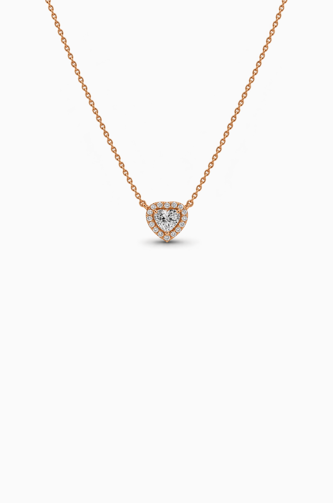 Colar Coração Ouro Rosa com Diamantes