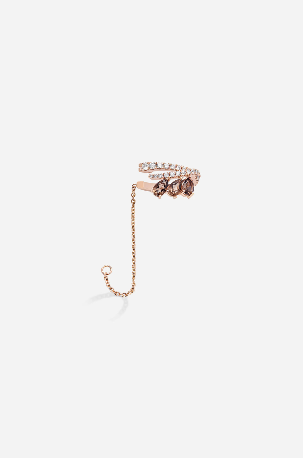 Ear Cuff em ouro rosa com diamantes e quartzo