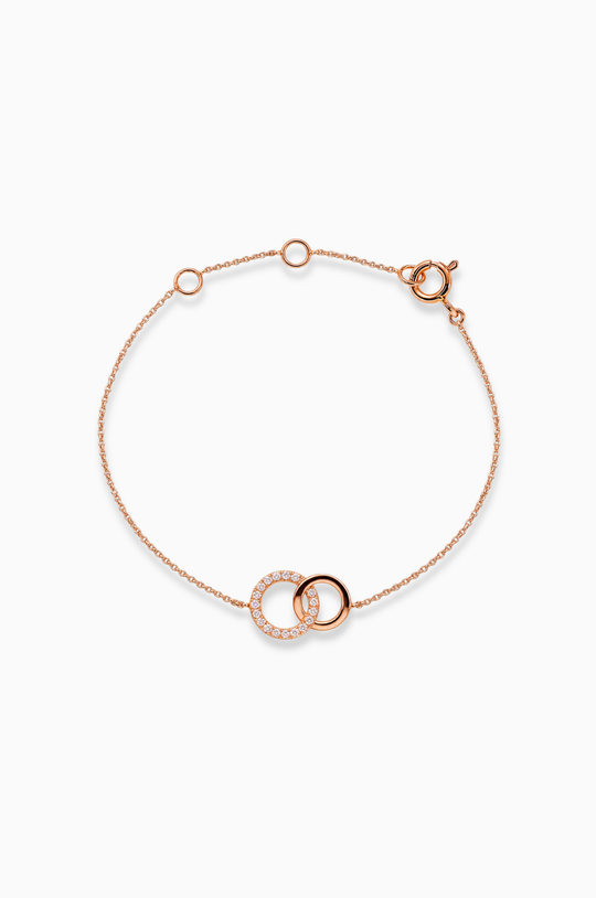 Bracelete em ouro rosa com dois arcos de diamantes