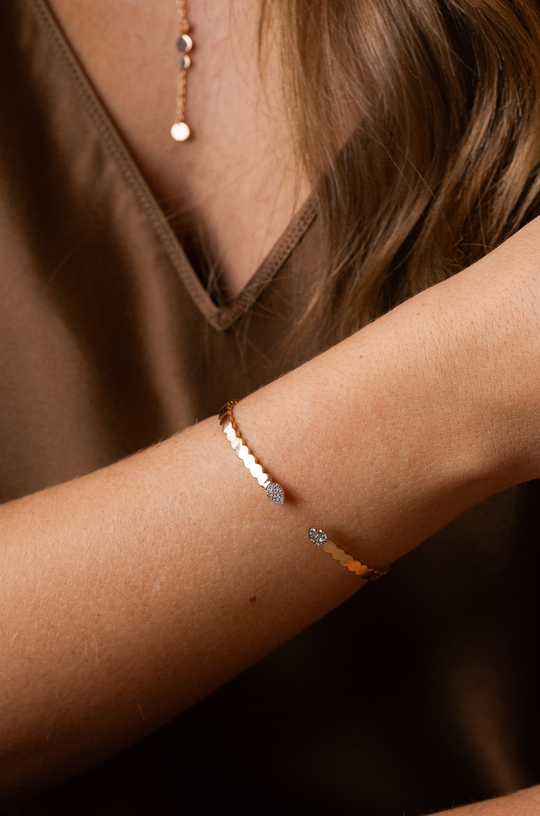 Pulseira de ouro rosa com diamantes