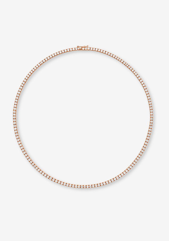 Pink Gold Tennis Necklace with Diamonds