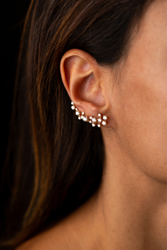 Brincos em ouro rosa e diamantes