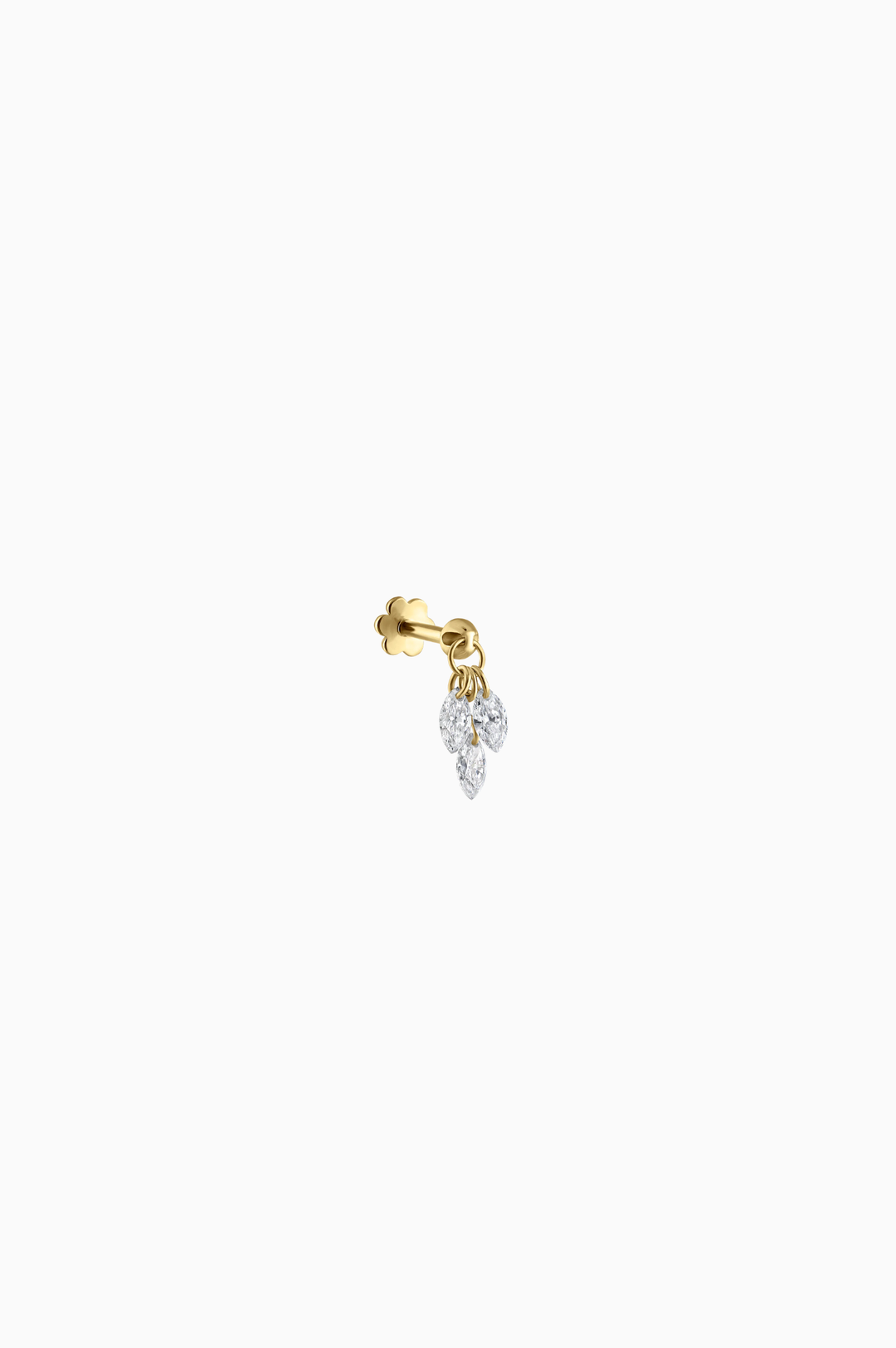 Yellow Gold Floating Pear Piercing With Diamonds