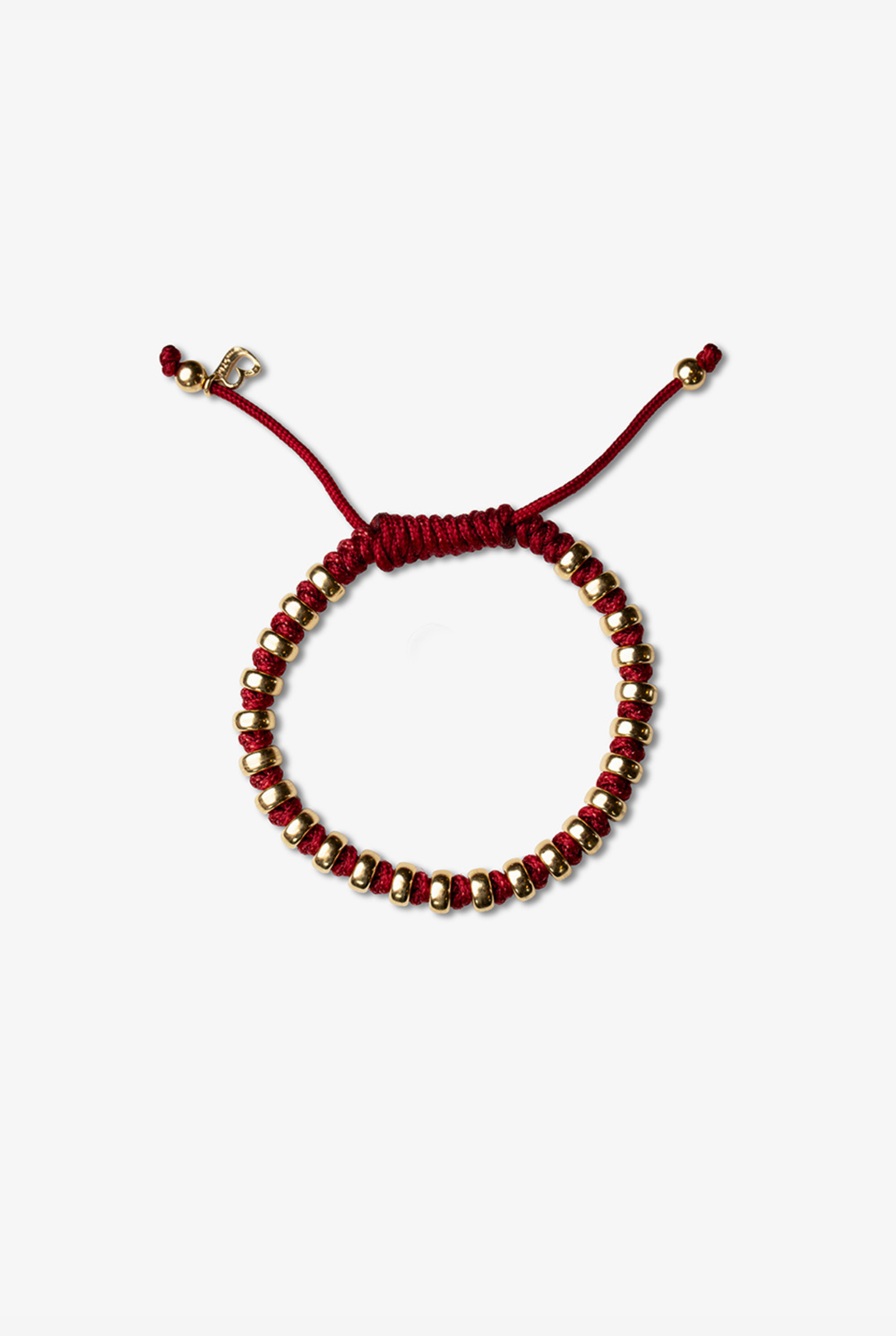 Silver Dots Bracelet with Burgundy Cotton