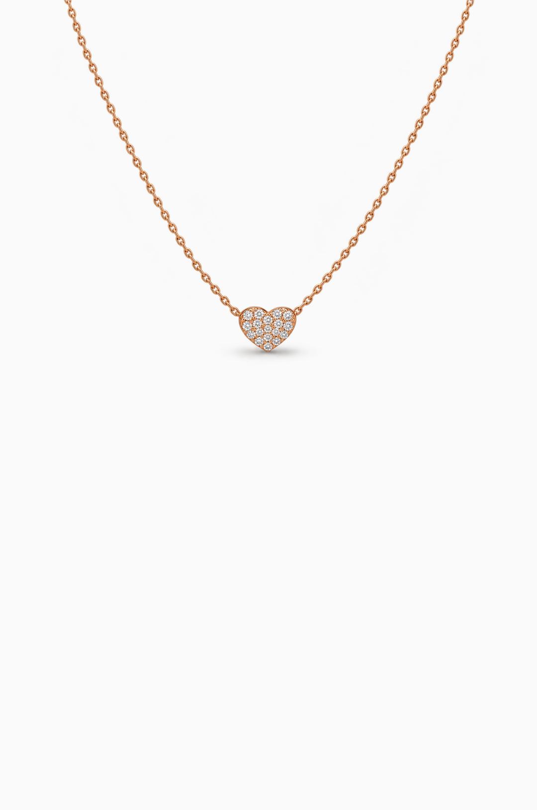 Colar Coração Ouro Rosa com Diamantes