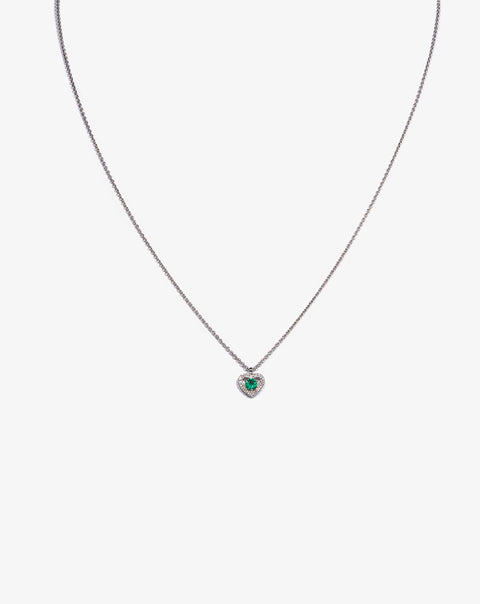 White Gold with Diamonds and Emerald Necklace