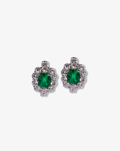 White Gold Diamond and Emerald Earring