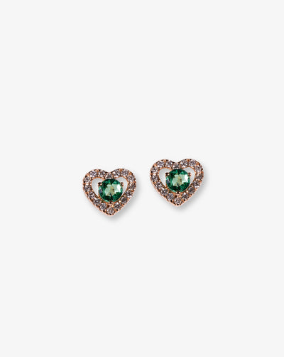 Heart Diamond and Emerald Earring