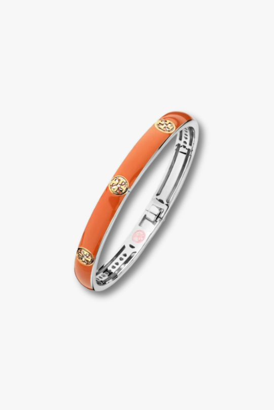 Small Black Orange Bangle Bracelet