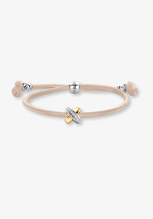 Leather Bracelet with Diamond Cross