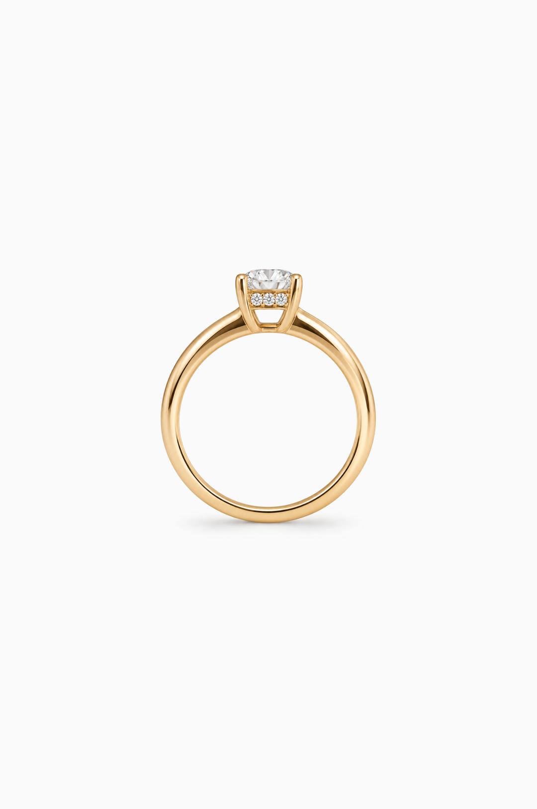Anel de Noivado em Ouro Amarelo com Diamante Oval