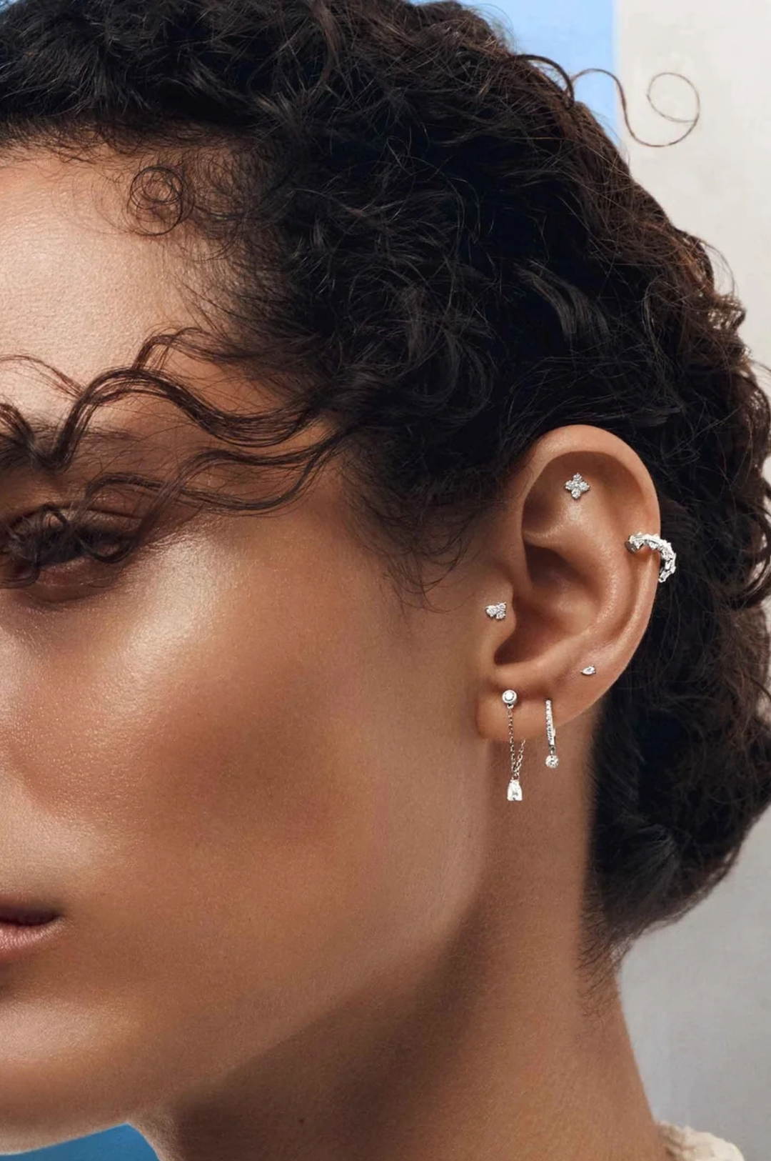 Piercing Trio em Ouro Branco com Diamantes