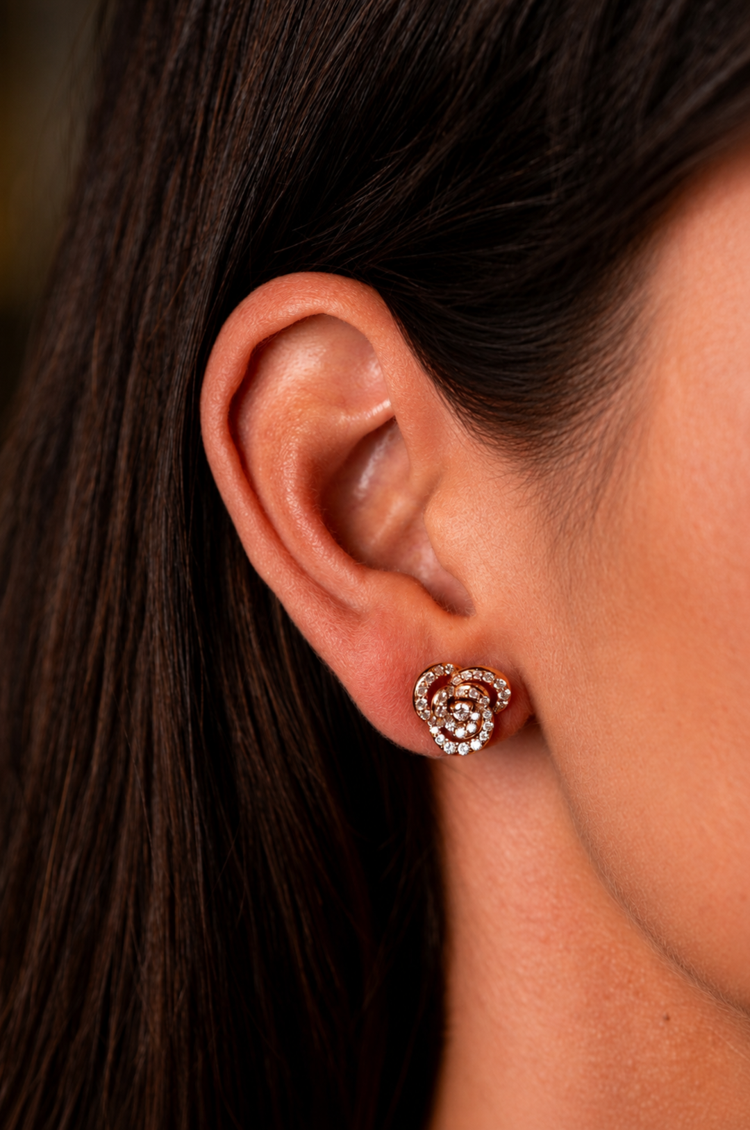 Pink Gold Earrings with Diamonds