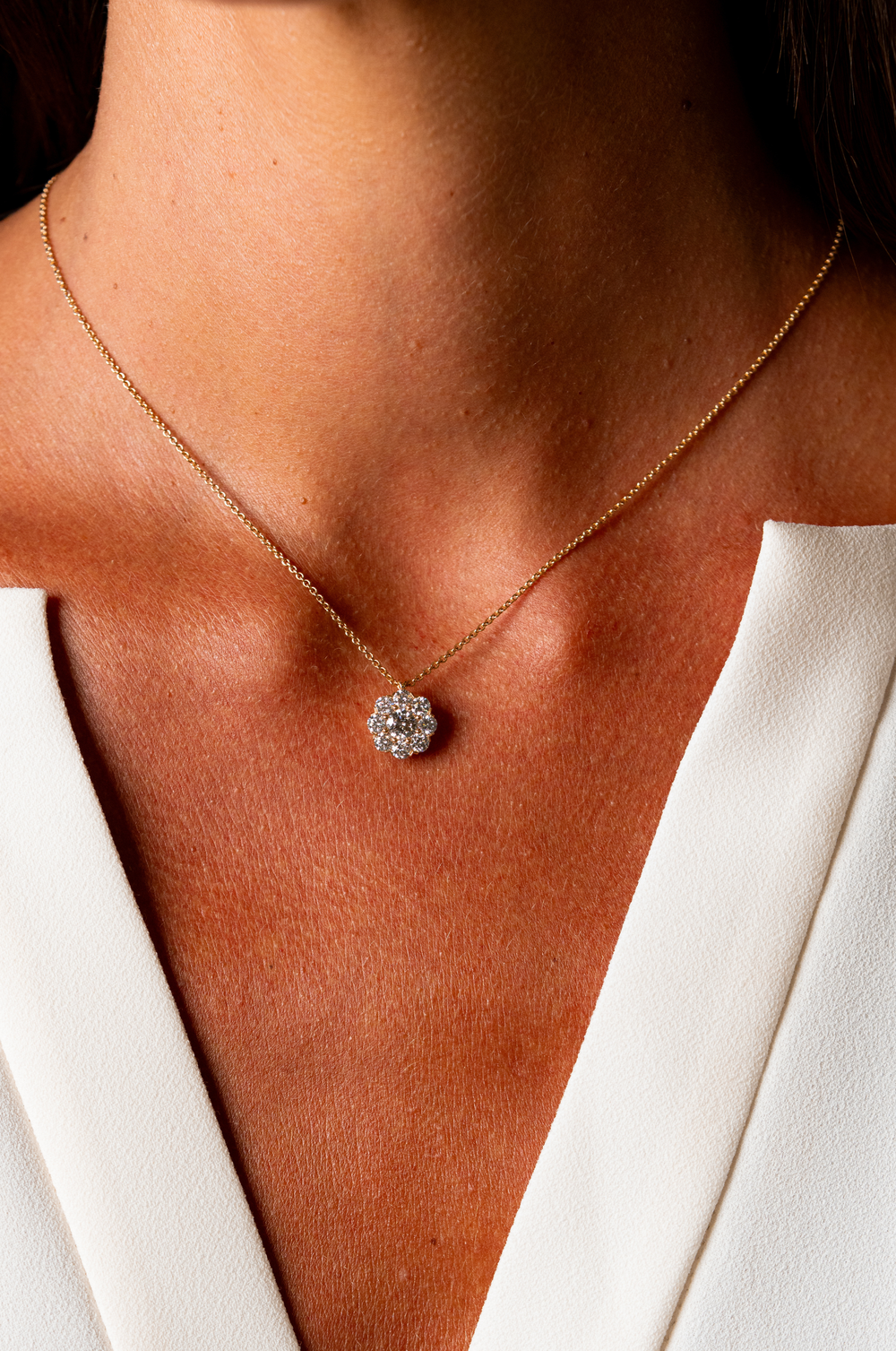 Pink Gold Necklace with Diamonds