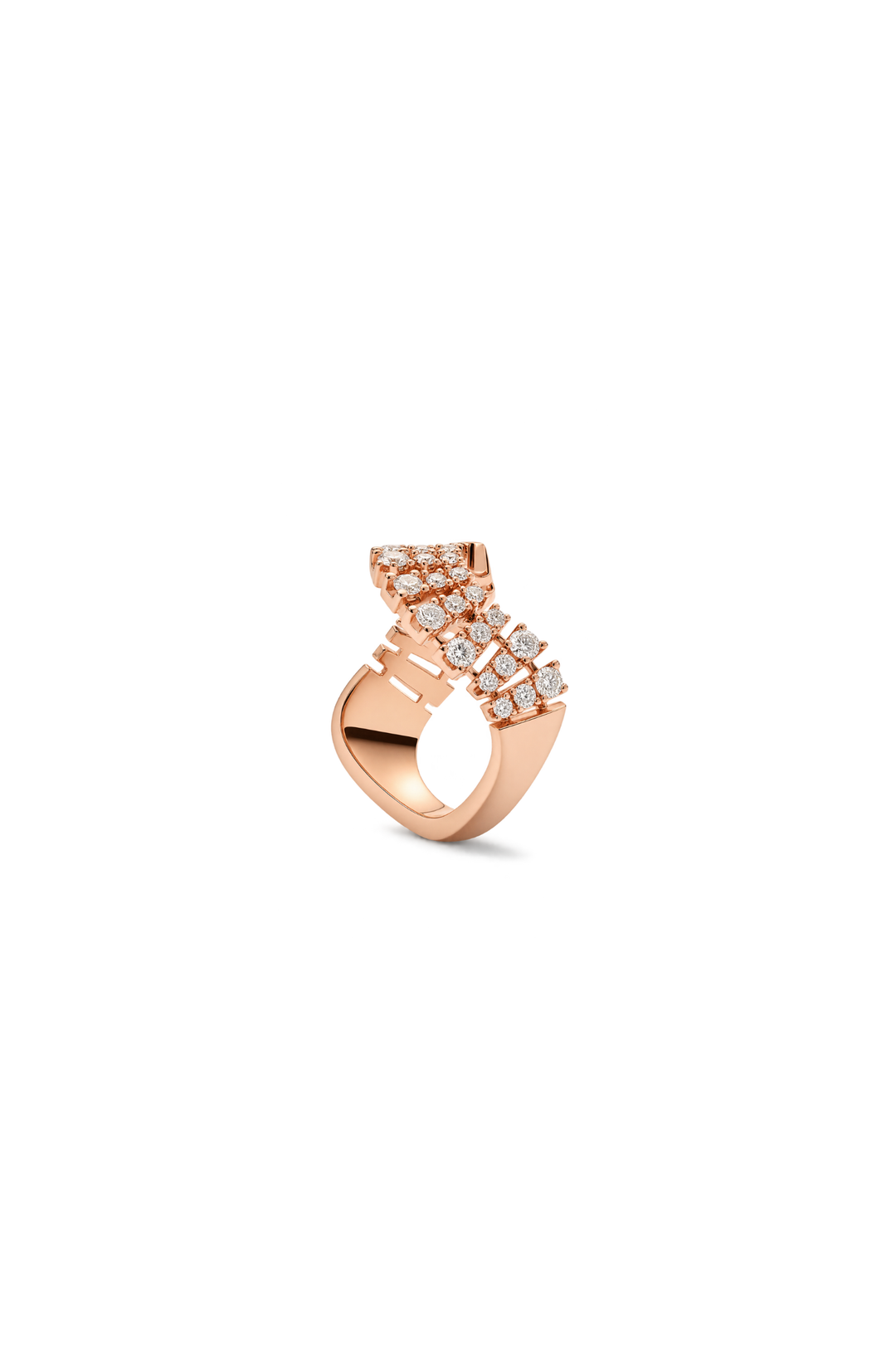 Anel Smokey Club em ouro rosa com diamantes