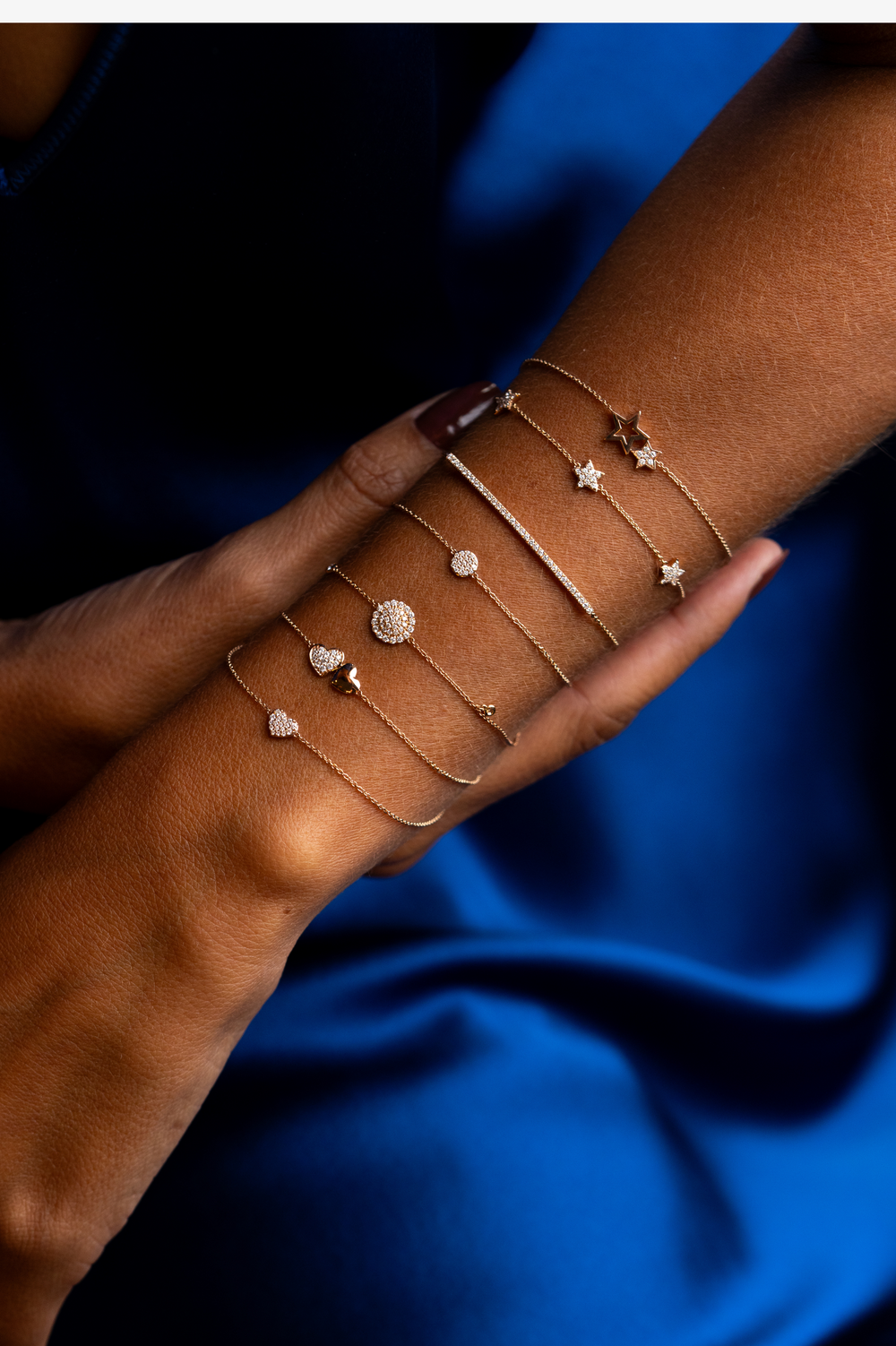 Pulseira de malha em ouro rosa com coração em diamantes