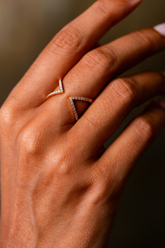 WEL Pink Gold Ring with Diamonds