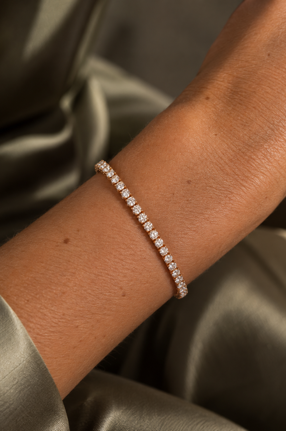 Pink Gold Tennis Bracelet with Diamonds