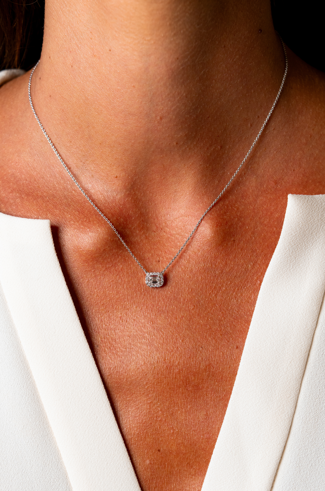 Cross White Gold Necklace with Diamonds