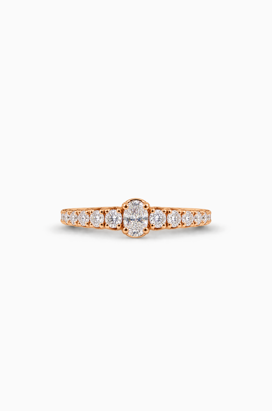 Anel de noivado em ouro rosa com diamantes