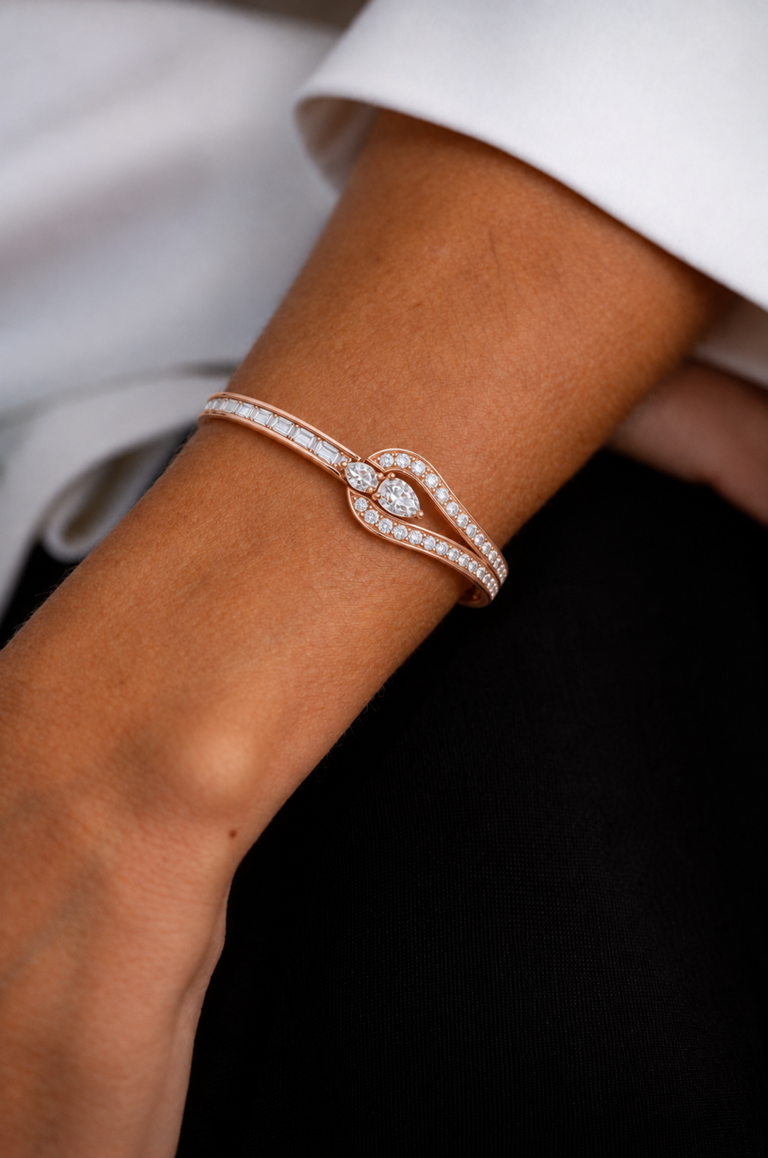 Pulseira em ouro rosa com diamantes