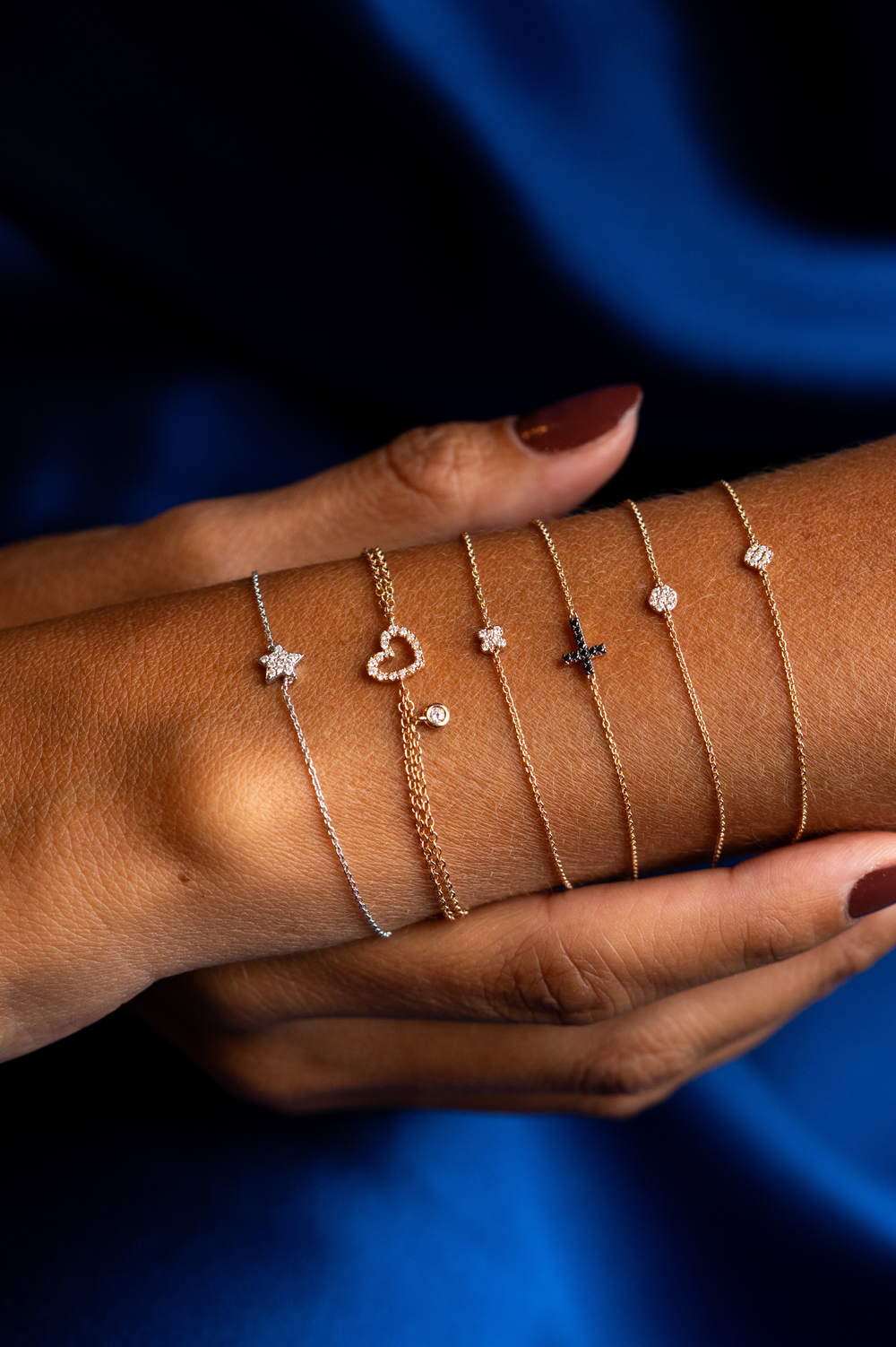 Heart Pink Gold Chain Bracelet with Diamonds