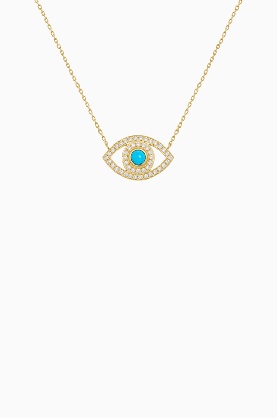 Eye Yellow Necklace with Diamonds and Turquoise